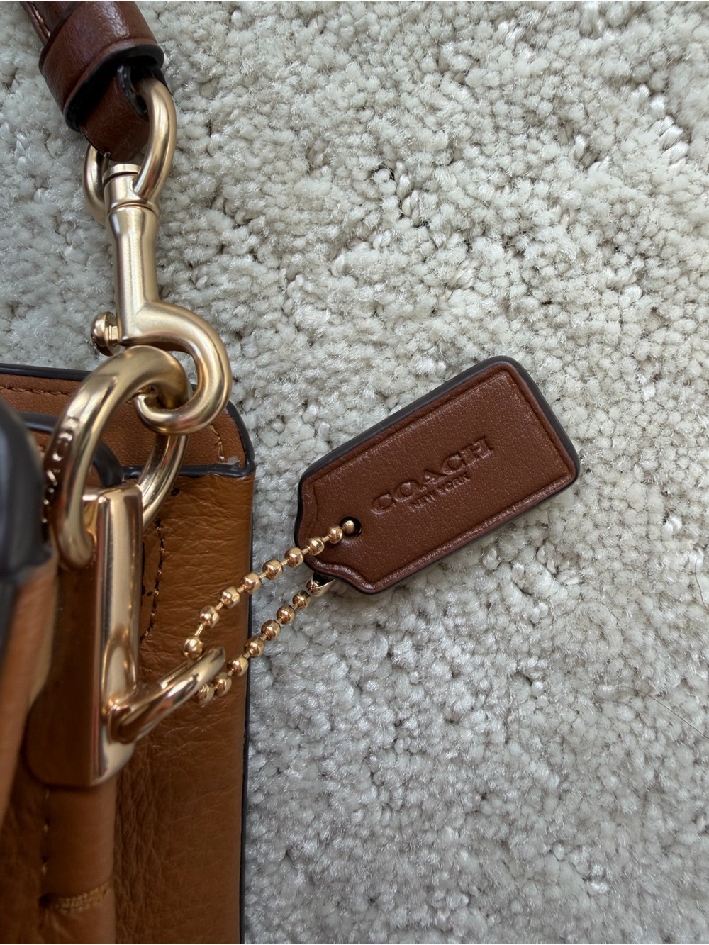 Coach Cream Leather Satchel with Brown Strap and Gold Hardware - Picture 4 of 11